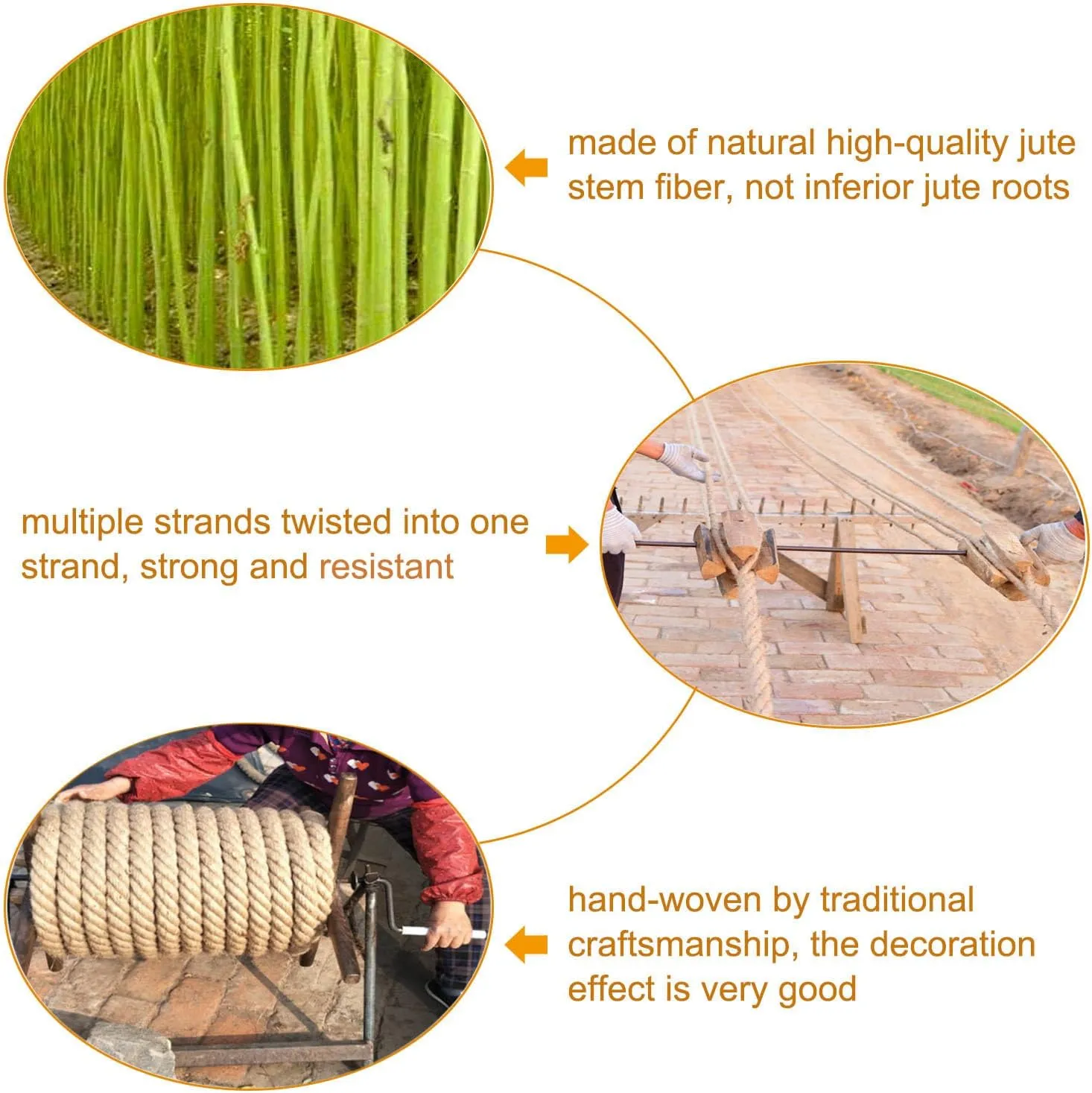 Twisted Manila Rope (1.5 Inch x 100 Feet) Natural Jute Rope Thick Hemp Rope for Docks, Nautical, Railings, Climbing, Decorating