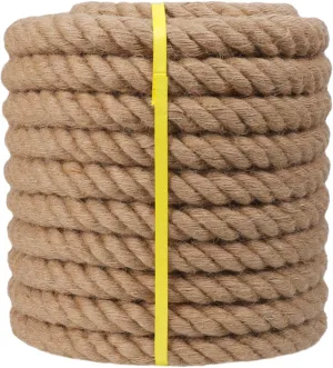 Twisted Manila Rope (1.5 Inch x 100 Feet) Natural Jute Rope Thick Hemp Rope for Docks, Nautical, Railings, Climbing, Decorating