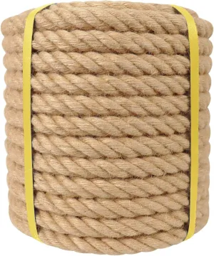 Twisted Manila Rope - 1.5 inch×100 feet - Natural Thick Jute Hemp Rope for Docks, Nautical, Railings, Tree Swing, Decorating