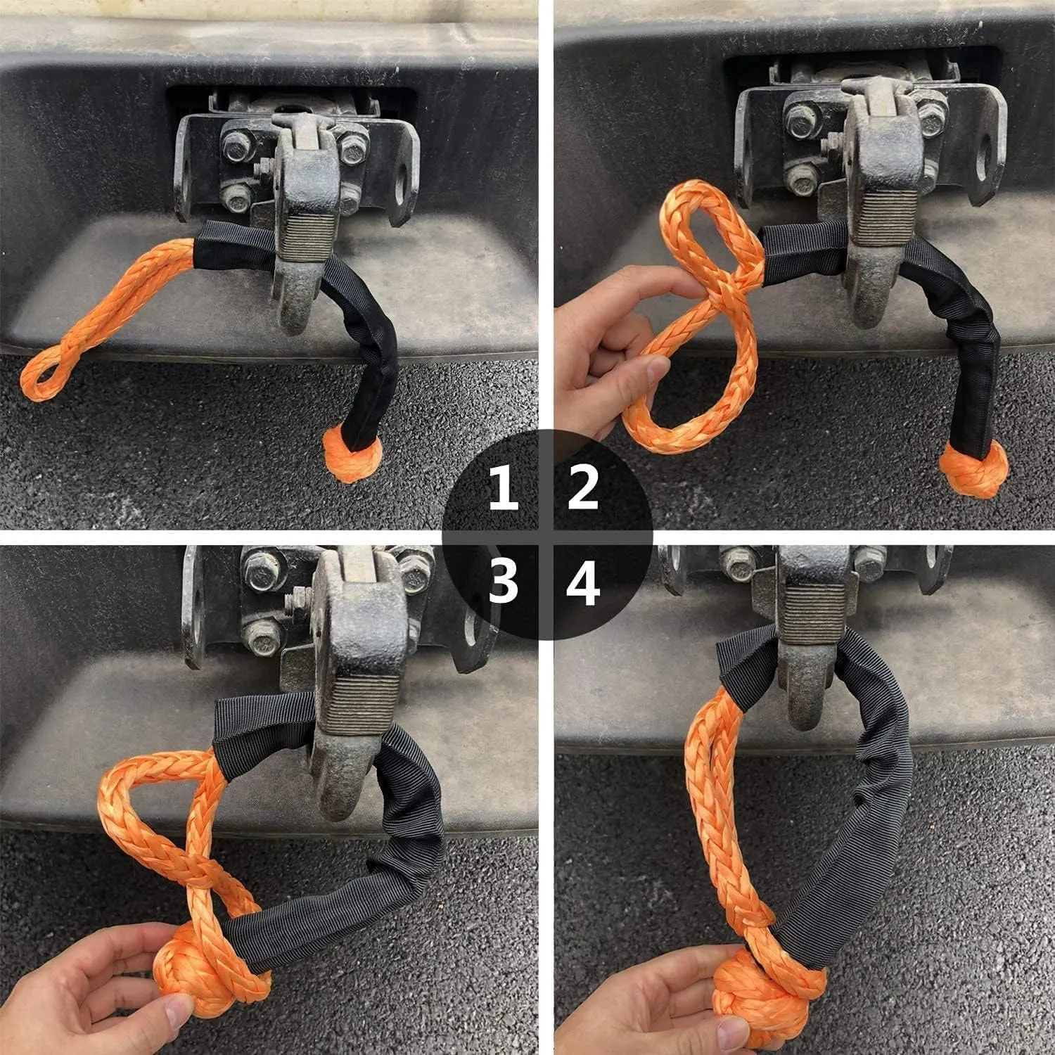 Ucreative 2Pcs Synthetic Soft Shackle 1/2 Inch x 22 Inch (56,000lbs Breaking Strength) with Extra Sleeves (Gray)