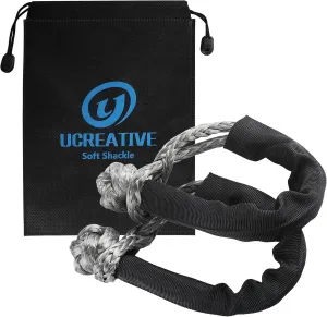 Ucreative 2Pcs Synthetic Soft Shackle 1/2 Inch x 22 Inch (56,000lbs Breaking Strength) with Extra Sleeves (Gray)