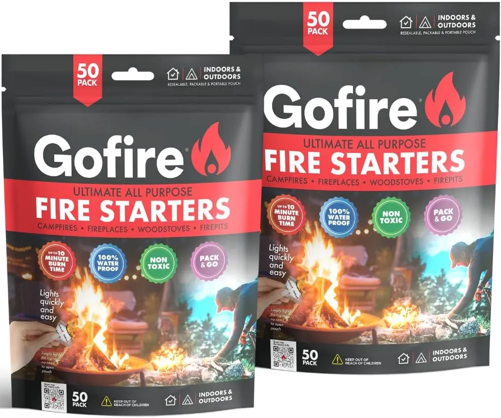 Ultimate All Purpose Fire Starter- Non-Toxic, Earth-Friendly, Portable, Weather-Proof Fire Starter for Camping, Hiking, Backpacking, Fireplaces, Wood Stoves and More! 100 Fire Starters