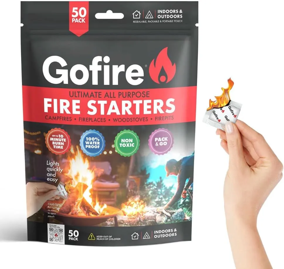 Ultimate All Purpose Fire Starter- Non-Toxic, Earth-Friendly, Portable, Weather-Proof Fire Starter for Camping, Hiking, Backpacking, Fireplaces, Wood Stoves and More! 100 Fire Starters