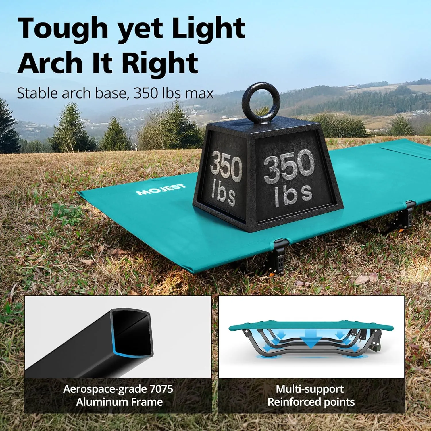 Ultralight Camping Cot for Adults, Portable Folding Camping Bed, Supports 350 lbs - Lightweight for Travel, Camping, Hiking, Backpacking, Mountaineering (Blue)