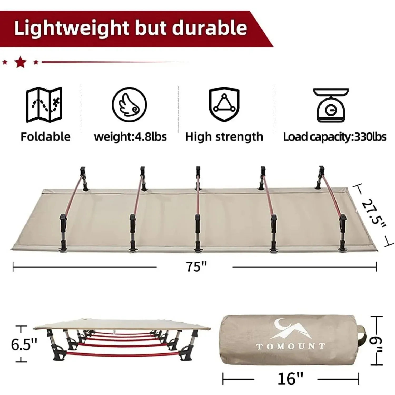 Ultralight Compact Camping Cot – Lightweight Folding Cot for Backpacking, Hiking, and Travel