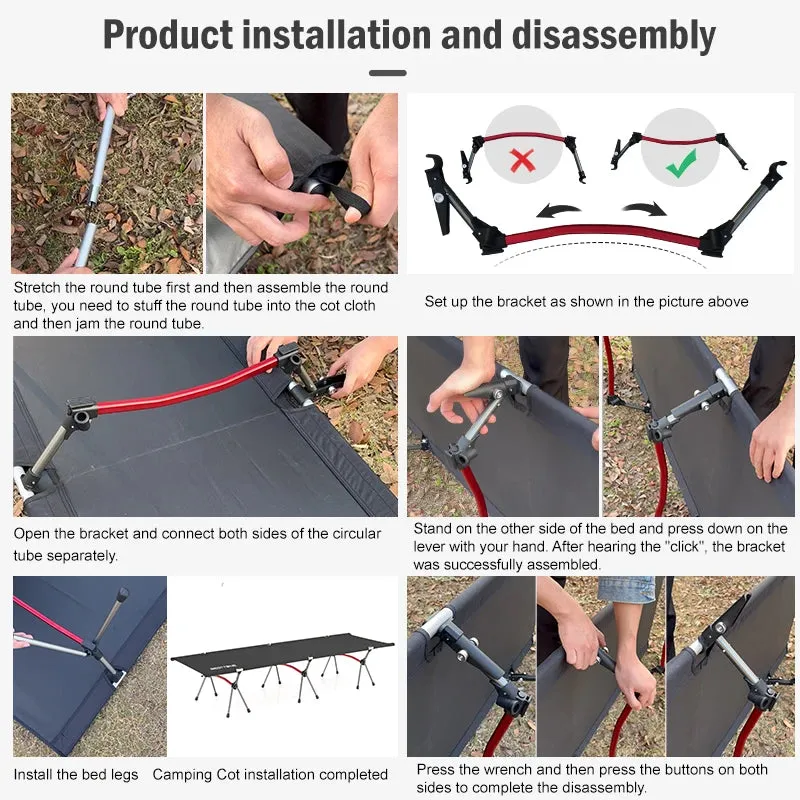 Ultralight Folding Camping Cot with Leg Extenders