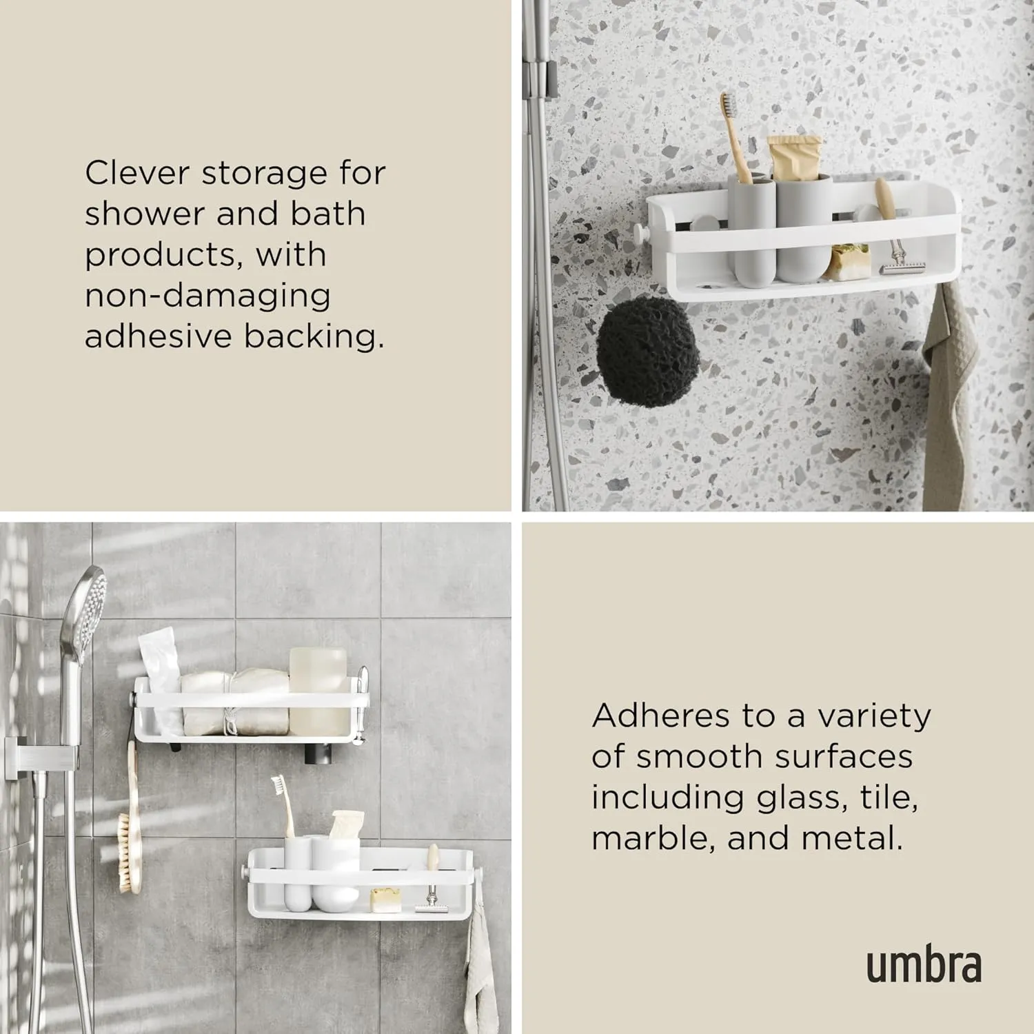 Umbra Flex Modern Bathrrom Caddy Bins, White