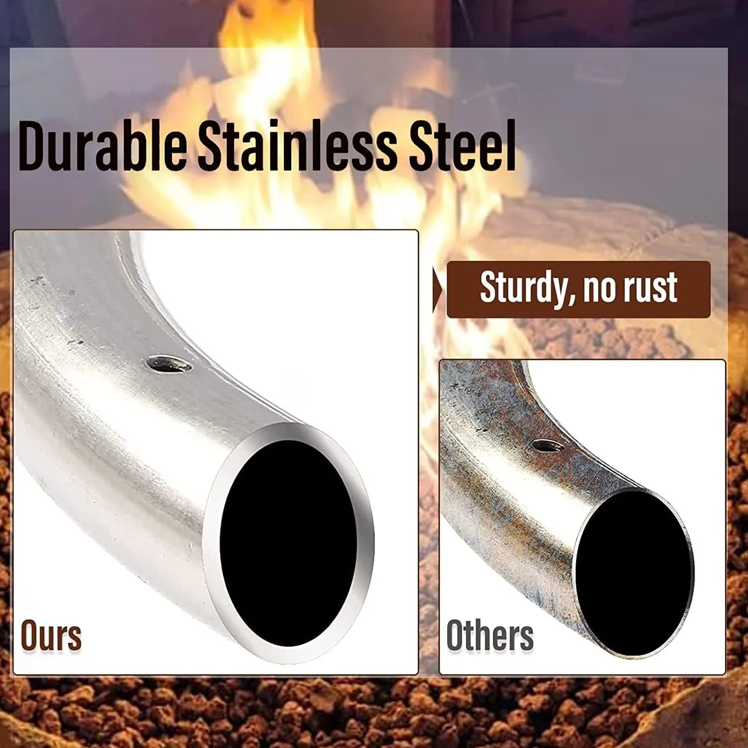 Uniflasy Stainless Steel Propane Gas Firepit Pan Kit (18 in.)