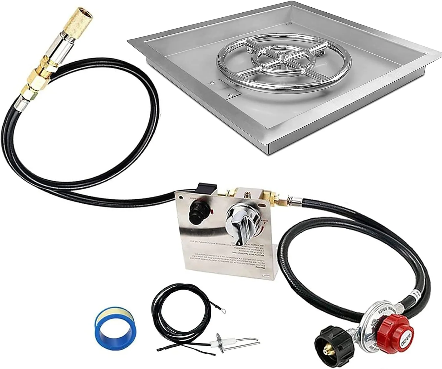 Uniflasy Stainless Steel Propane Gas Firepit Pan Kit (18 in.)