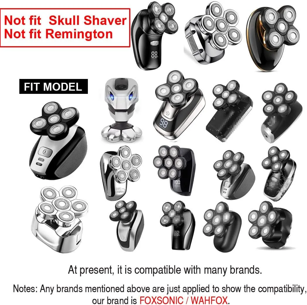 Universal 5-Blade Head Shaver Replacement - 2 PCS Electric Razor Heads for Beard and Hair Trimming