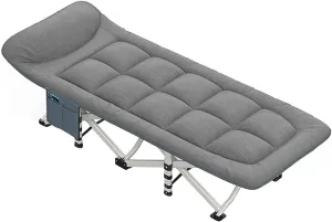 UPGENT Camping Cot for Adults, Sleeping Cots with Pillow, Portable Folding Bed Cot for Sleeping, Heavy Duty Guest Bed for Outdoor Home Office Nap