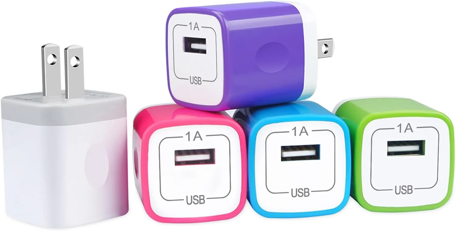 USB Wall Plug,GiGreen Single Port Fast Charging Block 5Pack USB Charging Plug Cube Wall Adapter Compatible iPhone 16 15 Pro Max 14 13 12 11 X 8,Samsung Galaxy S24 Ultra A15 5G A54 A14 S23 A13 A23 S22