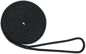 USR Rope Nylon Double Braided Dock Line 5/8" x 50' Black for Boating and Mooring