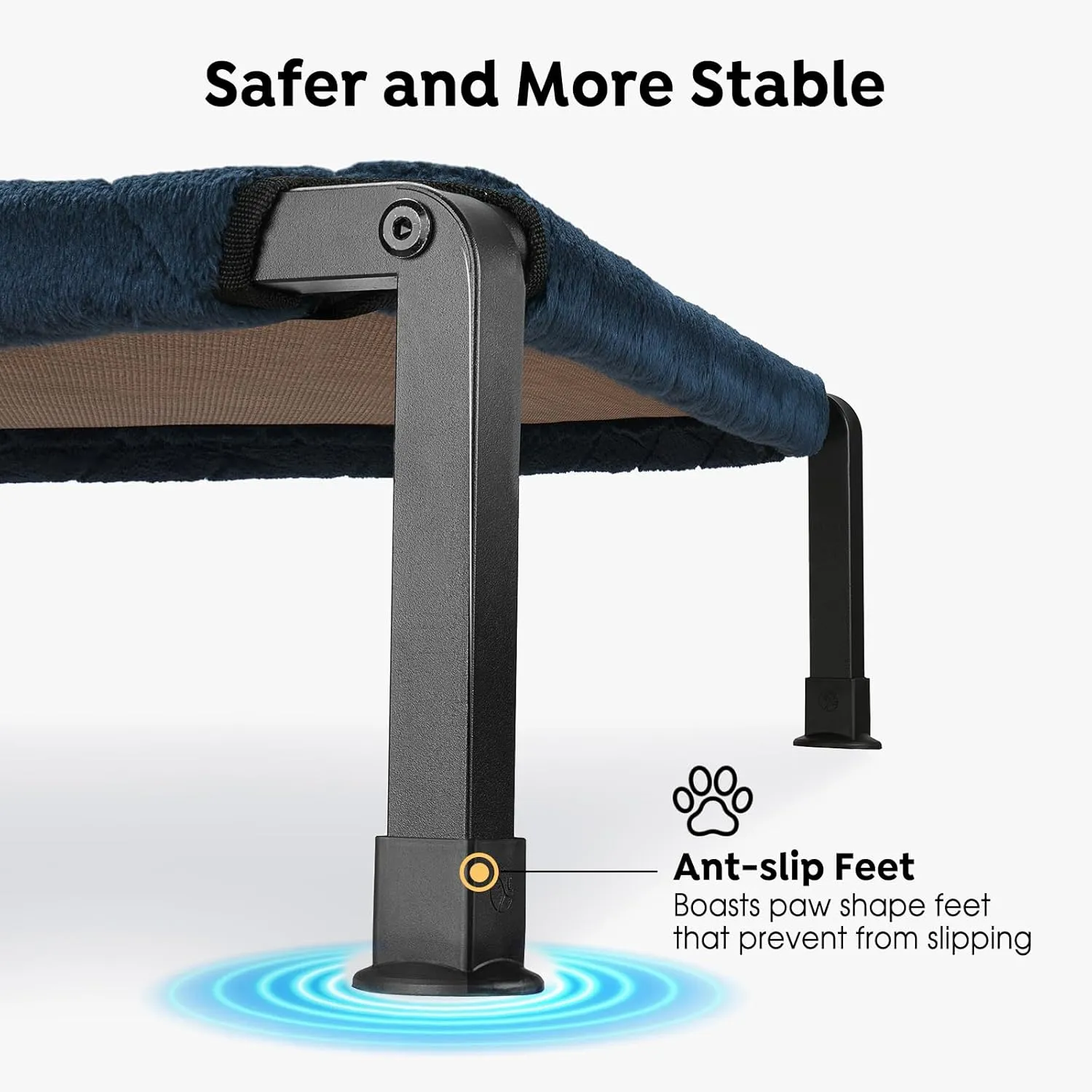 Veehoo Warm Plush Elevated Dog Bed, Raised Pet Cot with Heavy Duty Frame, Non-Slip Silicon Feet, Washable & Breathable Dog Cot Bed, Pet Bed for Indoor or Outdoor Use, 41" x 27", Navy Blue, CWC2432A
