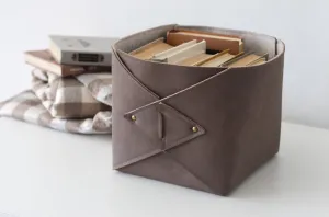 Vegan Leather Storage Bin - Faux leather   Felt