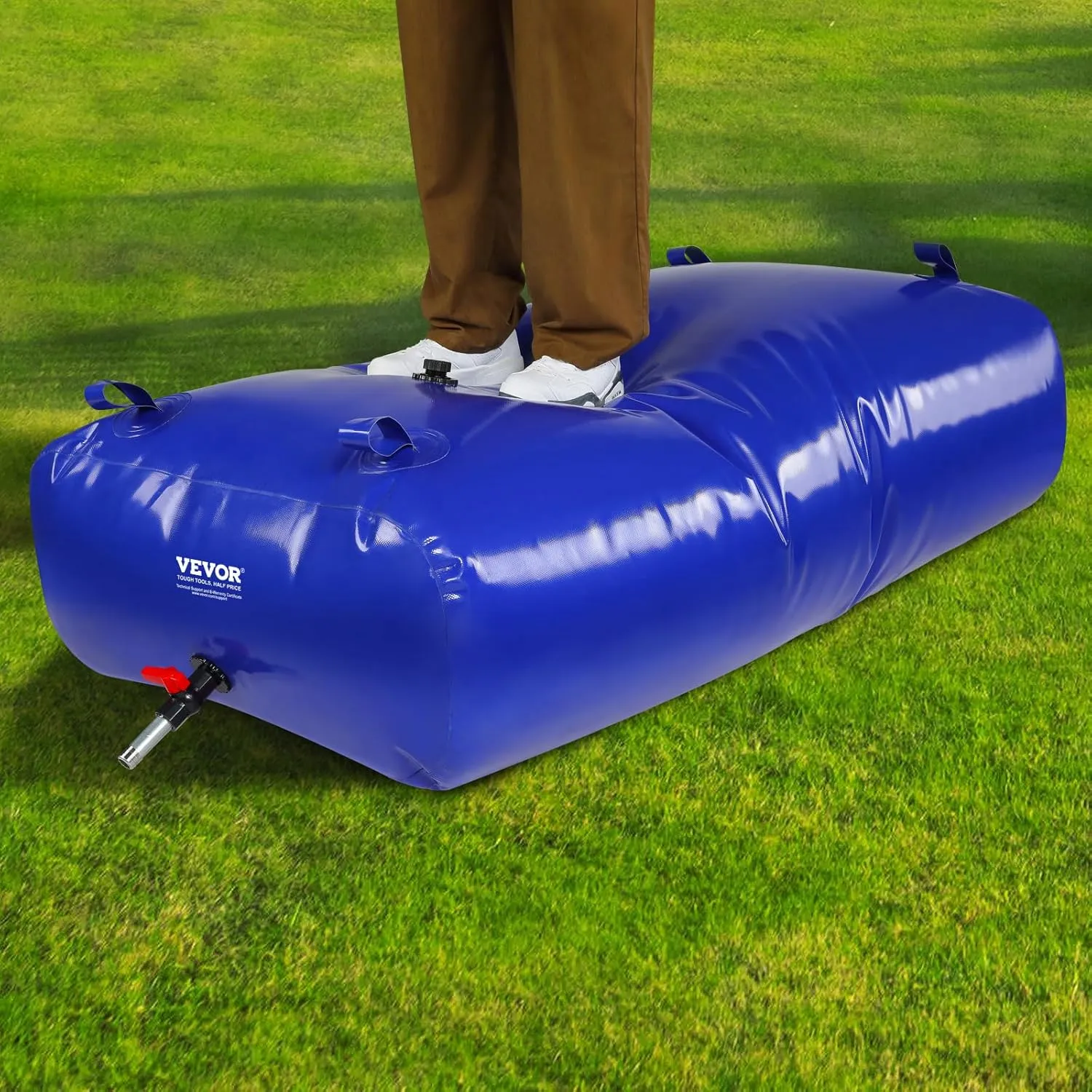 VEVOR 540L/142.7 Gallon Water Storage Bladder, RV Water Tank, 1000D Blue PVC Collapsible Water Storage Containers, Large Capacity Soft Water Bag, Portable Water Bladder, Fire Prevention, Camping