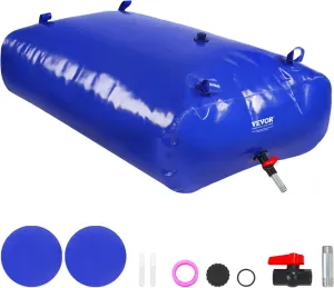 VEVOR 540L/142.7 Gallon Water Storage Bladder, RV Water Tank, 1000D Blue PVC Collapsible Water Storage Containers, Large Capacity Soft Water Bag, Portable Water Bladder, Fire Prevention, Camping