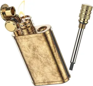 Vintage Kerosene Lighter, 2 in 1 Permanent Match Lighter, Portable refillable Fuel Lighter, Gift for Men (Kerosene not Included)