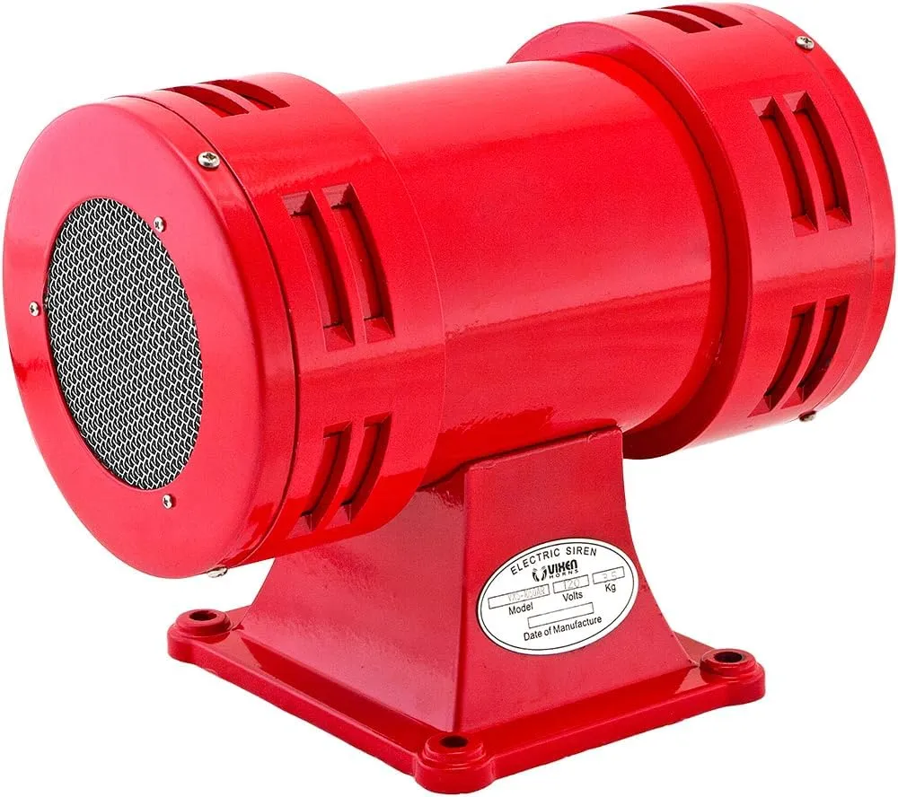 Vixen Horns Loud Air Raid Siren - Industrial Alarm Heavy Duty Electric Motor 120V, Fire Tornado Siren Horn (Omnidirectional, 116 dB, Range 1600 ft)