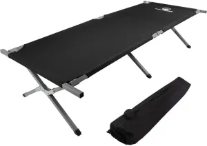 Wakeman Camping Cot - Portable Folding Bed with Carry Bag - 600D Camp Sleeping Cot for Adults with Steel Frame and Storage Pocket Outdoors (Black)