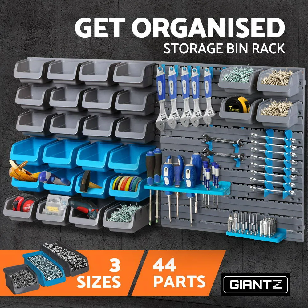 Wall-Mounted Storage Rack with 44 Bins and Peg Board by Giantz
