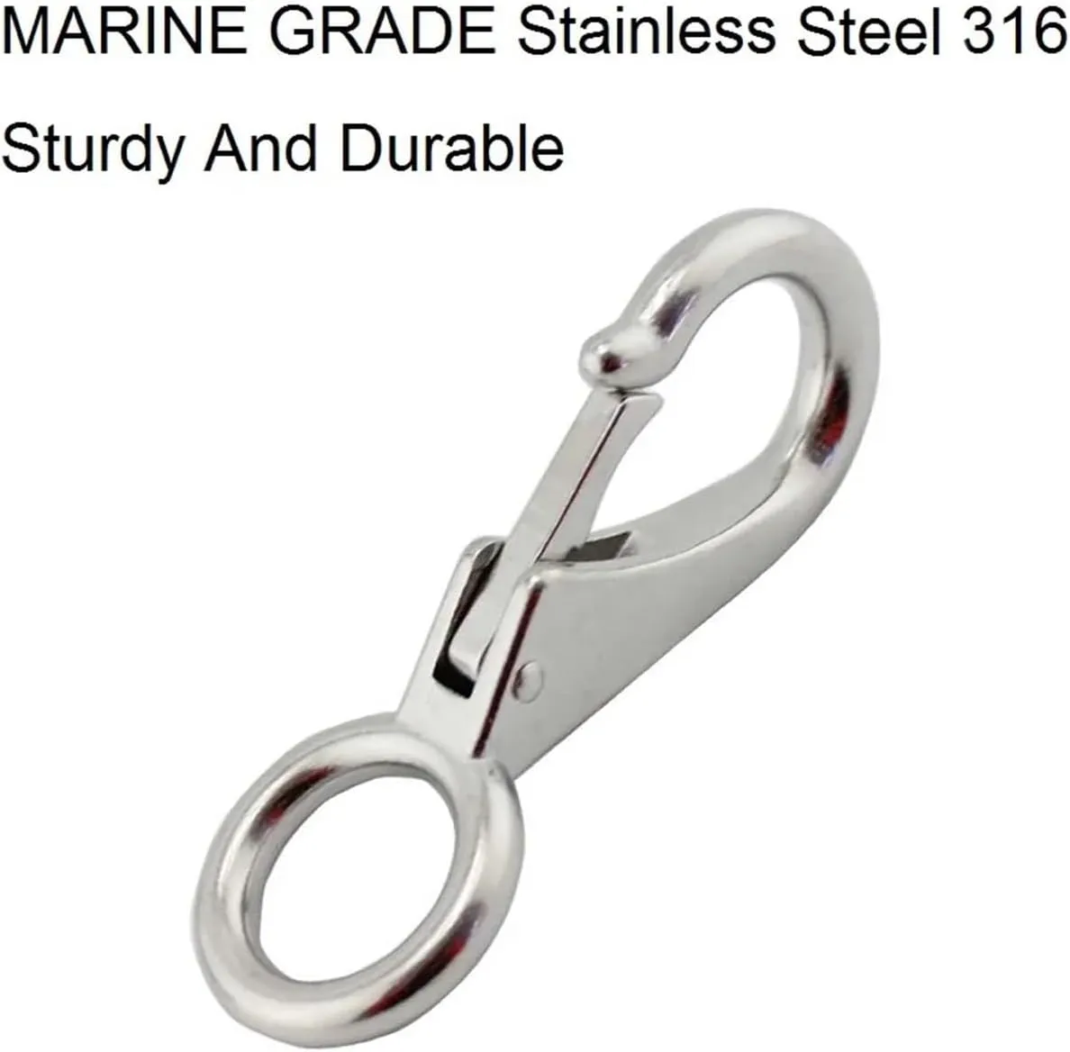 Water Sports 1PCS Marine Hardware 304 Stainless Steel Fixed Eye Spring Snap Hook Clips Various Size for Hiking Camping Climbing Sailing Accessories(83mm)