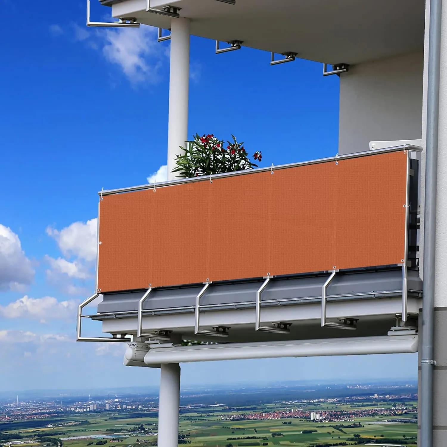 Waterproof Sun Shade Rectangle Sail,Windscreen Protection 100 x 750 cm UV Protection Balcony Sun Shade Sail Waterproof Outdoor Patio Canopy with Free 5 m Ropes Orange