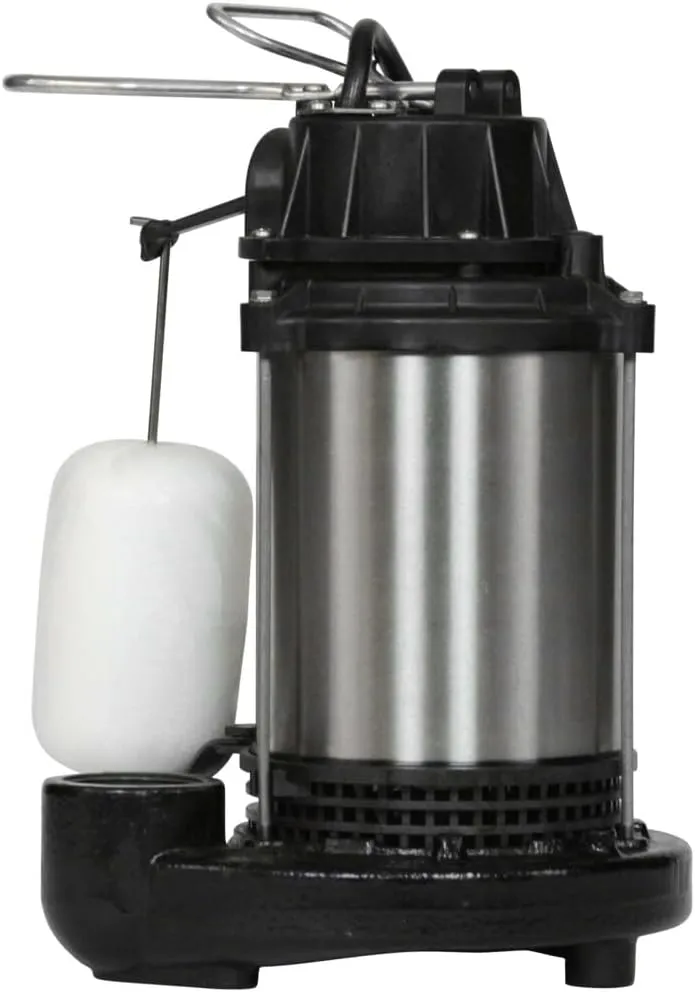 Wayne 58321-WYN3 CDU980E 3/4 HP Submersible Cast Iron and Stainless Steel Sump Pump with Integrated Vertical Float Switch, Large, Silver