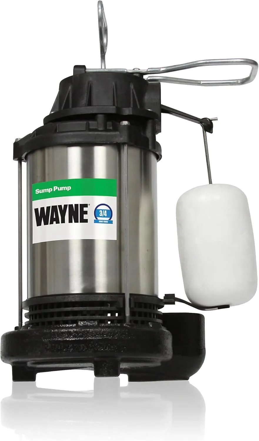 Wayne 58321-WYN3 CDU980E 3/4 HP Submersible Cast Iron and Stainless Steel Sump Pump with Integrated Vertical Float Switch, Large, Silver