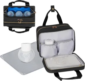 Wearable Breast Pump Bag Compatible with Momcozy M5/S12 Pro, Elvie & Medela Pump in Style, Breastmilk Cooler Bag, Portable Pump Carrying Case with a Waterproof Mat for Work, Travel
