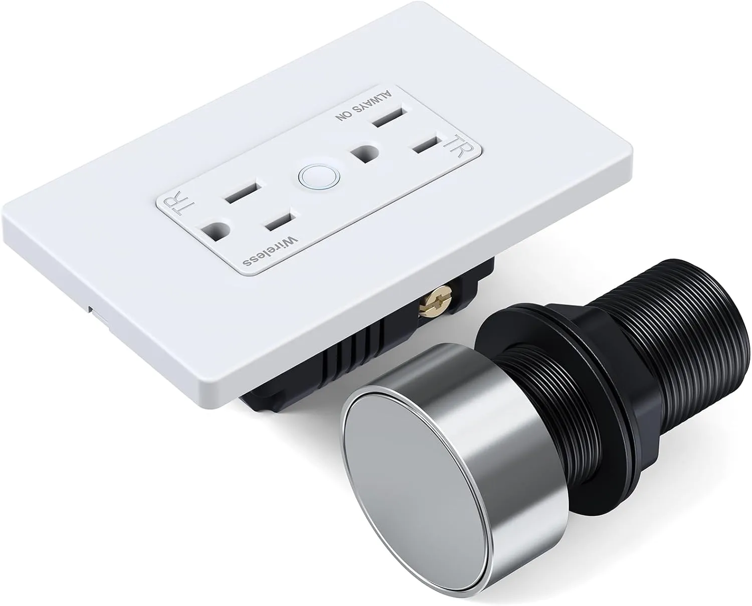 WEBANG Garbage Disposal Wireless Switch Kit, Sink Top Waste Disposer On/Off Switch with 15-Amp 125V Tamper Resistant Wall Outlet, ETL Listed, Polished Stainless Steel Button