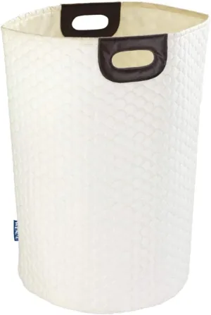 Wenko Laundry Bin, 20 Gal. Laundry Hamper, Beige, Collecting Laundry Basket with Handles, Round Laundry Hamper with honeycomb motif