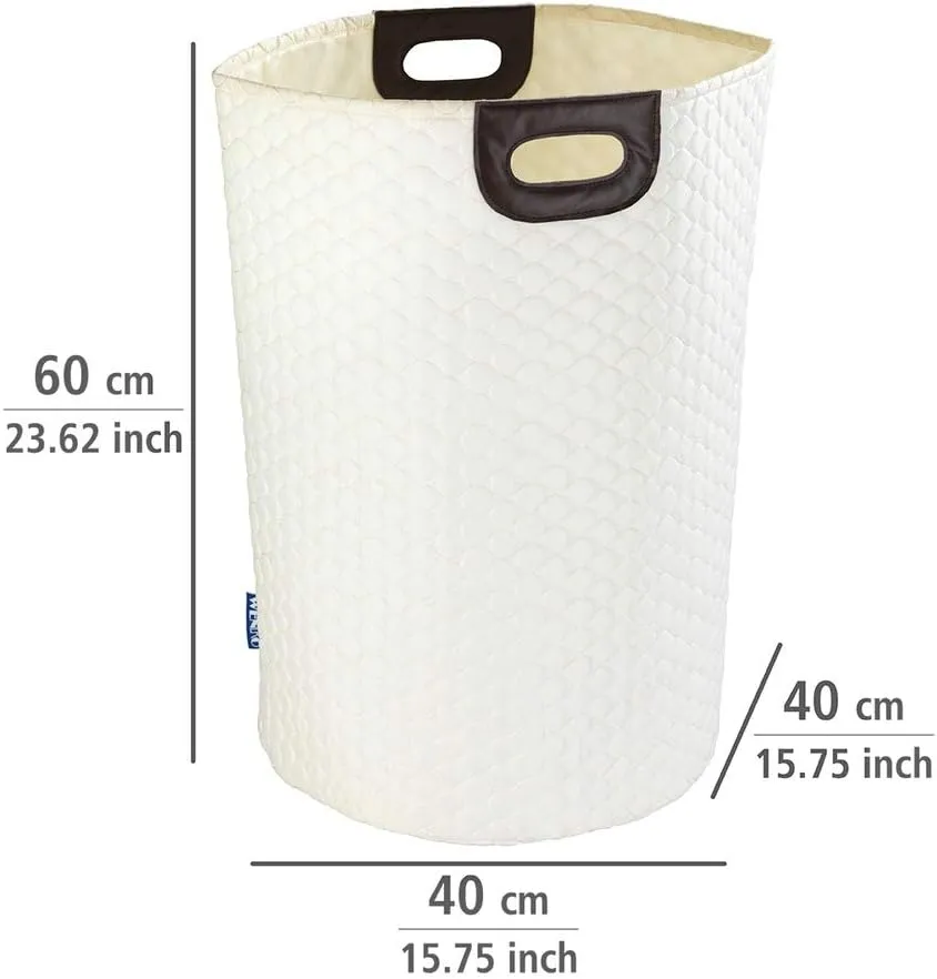Wenko Laundry Bin, 20 Gal. Laundry Hamper, Beige, Collecting Laundry Basket with Handles, Round Laundry Hamper with honeycomb motif