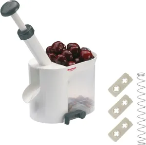 Westmark Cherry Corer with Chute and core Box, Including Wearing Parts Set 4pcs, Plastic/Stainless Steel, White/Anthracite, 403022E6