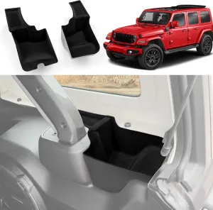 Wheel Well Storage Box Fit for 2024 Jeep Wrangler JL Unlimited, Cargo Organizer Tray Trunk Side Storage Box Bin for Wrangler JL 4 Door Accessories, 2PCS(Left Right)(Flocked)