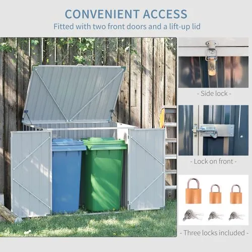 Wheelie Bin Storage Shed – Double Bin Holder with Lock & Weatherproof Steel Frame