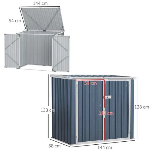 Wheelie Bin Storage Shed – Double Bin Holder with Lock & Weatherproof Steel Frame