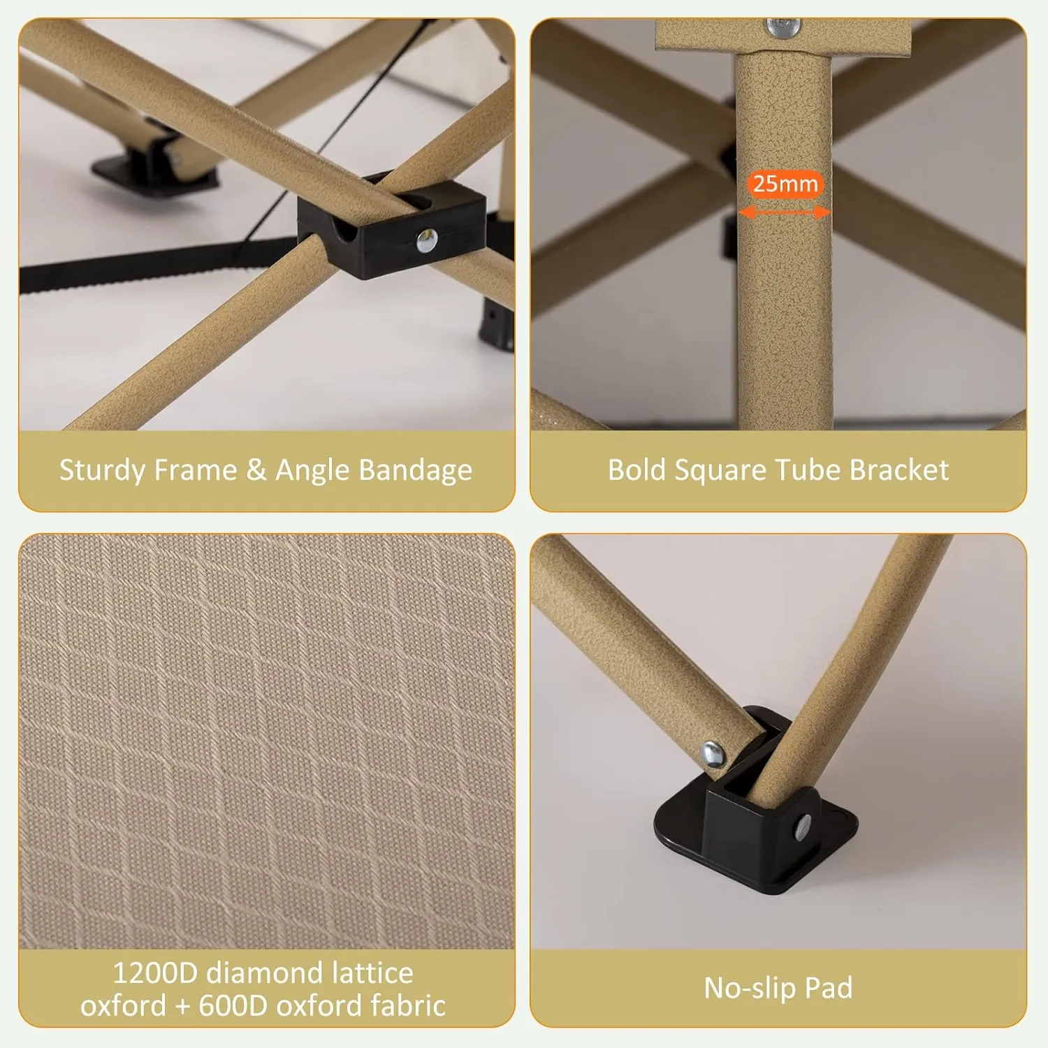 Wide Folding Camping Cots with Pillow & Extra Thick 3 Inch Matress, Cots for Sleeping 900 LBS, Camping Bed for Adults with Cushion, Sleeping Cot (Cream)