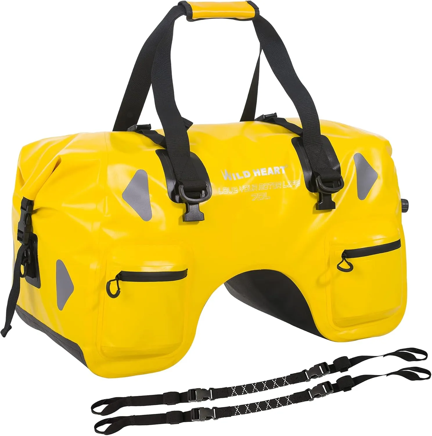 WILD HEART Dry Motorcycle Tail bag 70L/50L With Rope Straps and Inner Pocket Waterproof PVC 500D for Travel,Motorcycle and so on