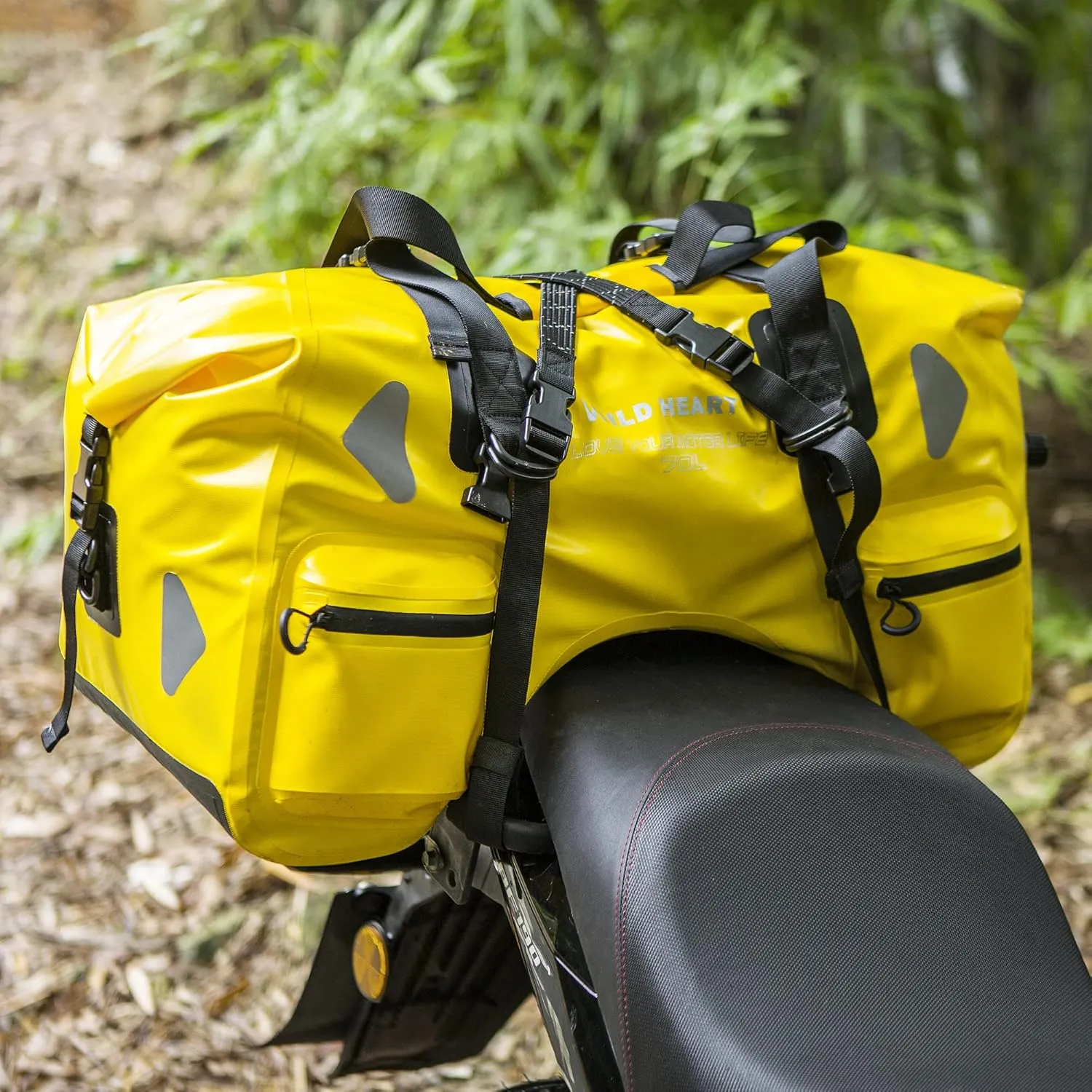 WILD HEART Dry Motorcycle Tail bag 70L/50L With Rope Straps and Inner Pocket Waterproof PVC 500D for Travel,Motorcycle and so on