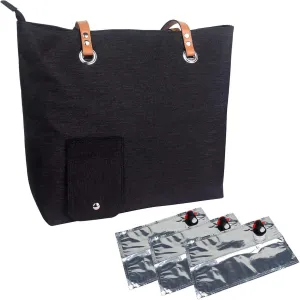 Wine Purse with Hidden Spout - Tote Bag for Women, Spout Purse with 3x Bladder Bags (Black)
