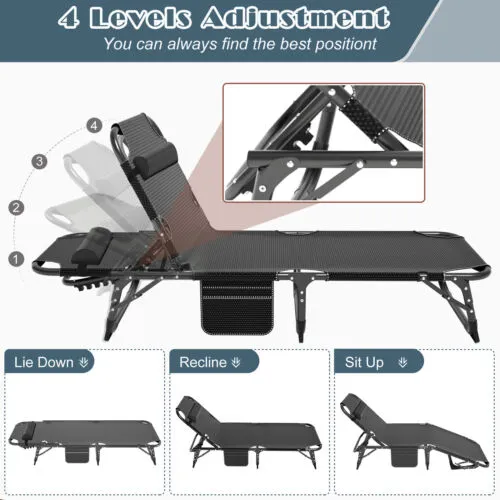 With Adjustable Lounger for Mattress Chair Cot Pillow Outdoor Postion 4 Chaise Proven track record Curated collection