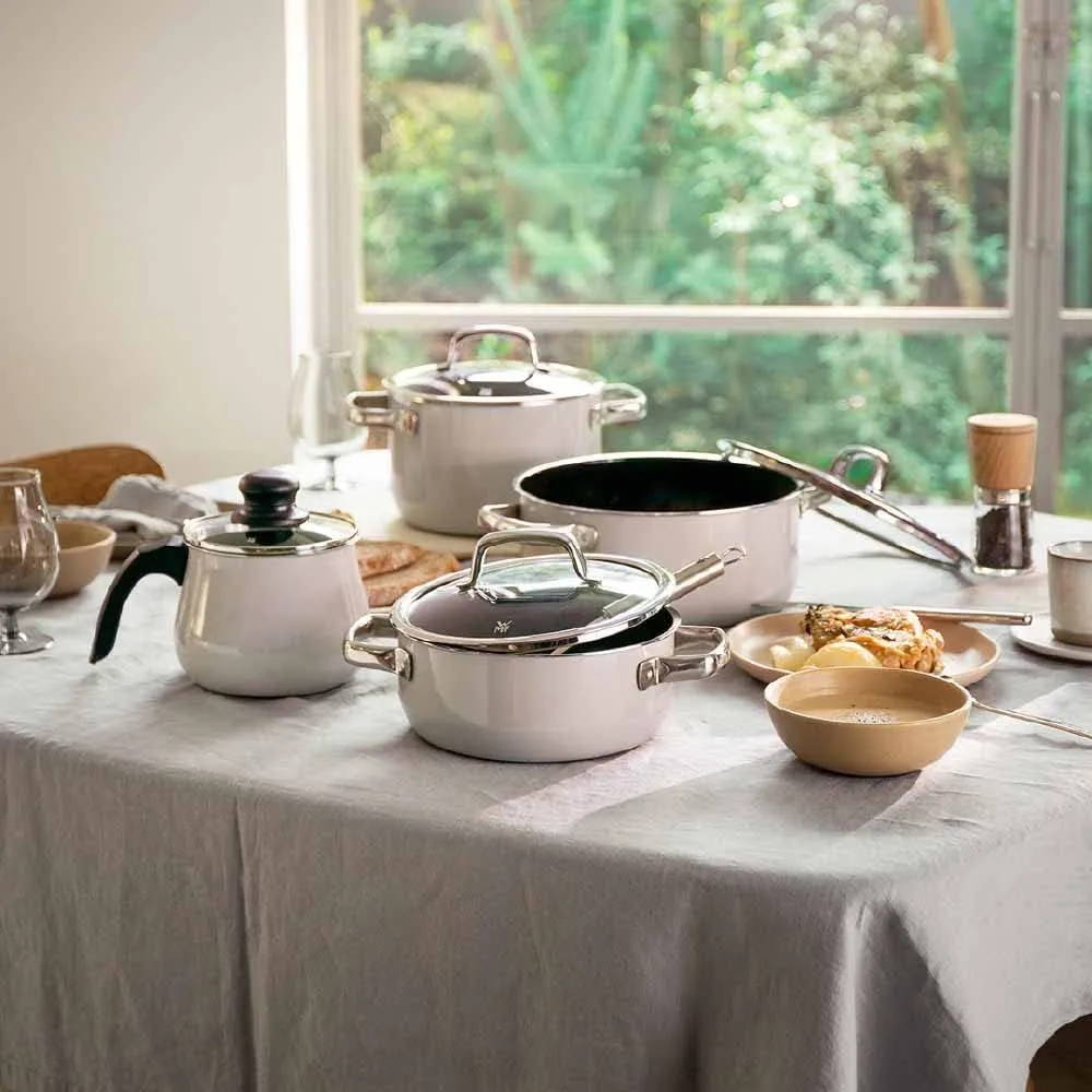 Wmf WMF Fusion Tech High Casserole, 7.9 inches (20 cm), MQ (Milky Quartz) IH Gas Fire Compatible, Waterless Pot W0516645290
