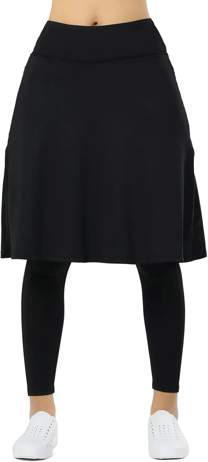 Women Athletic Knee Length Skirts with Full Length Leggings,Skorts Leggings&Skirted Leggings Skorts Women