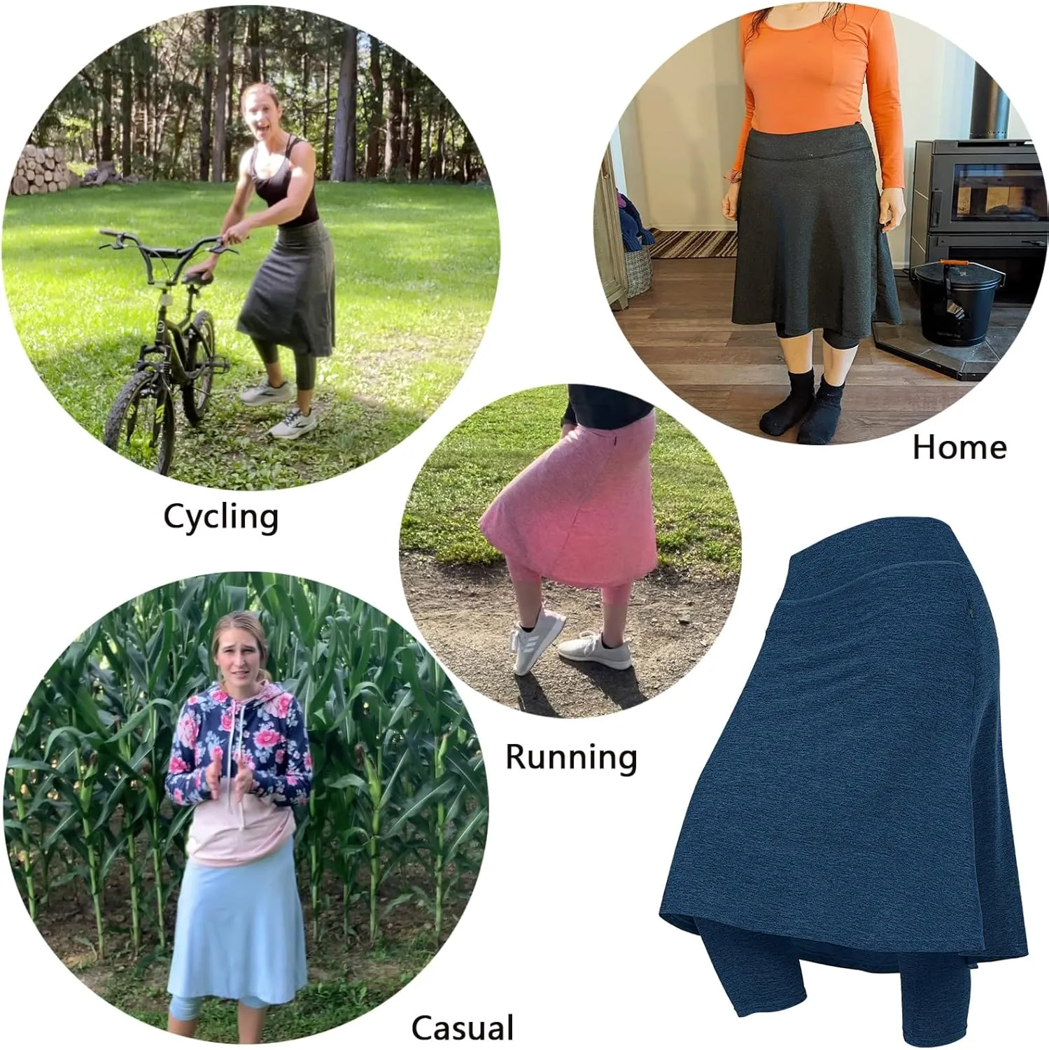 Women Athletic Knee Length Skirts with Leggings,Skorts Leggings&Skirted Capris Skorts for Women Yoga Pockets