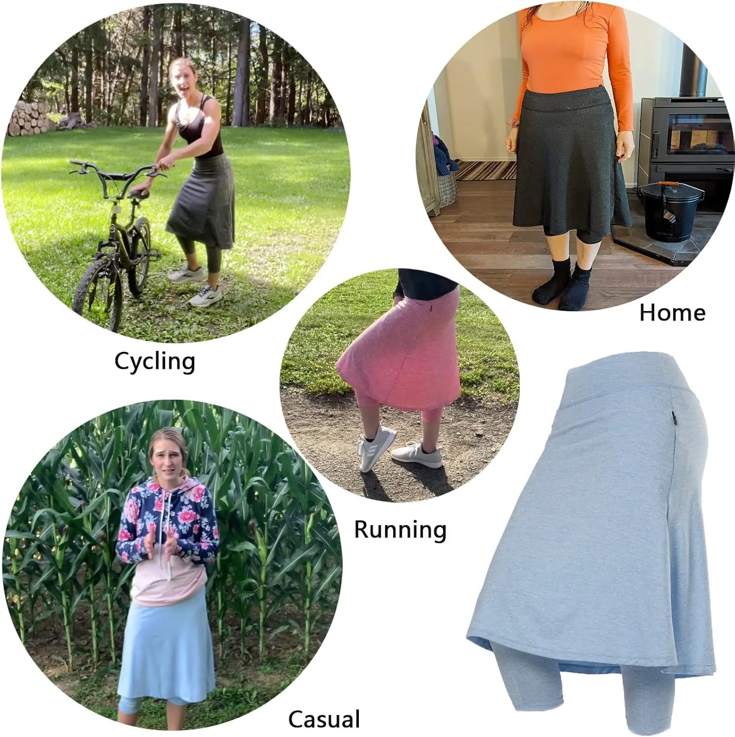 Women Athletic Knee Length Skirts with Leggings,Skorts Leggings&Skirted Capris Skorts for Women Yoga Pockets