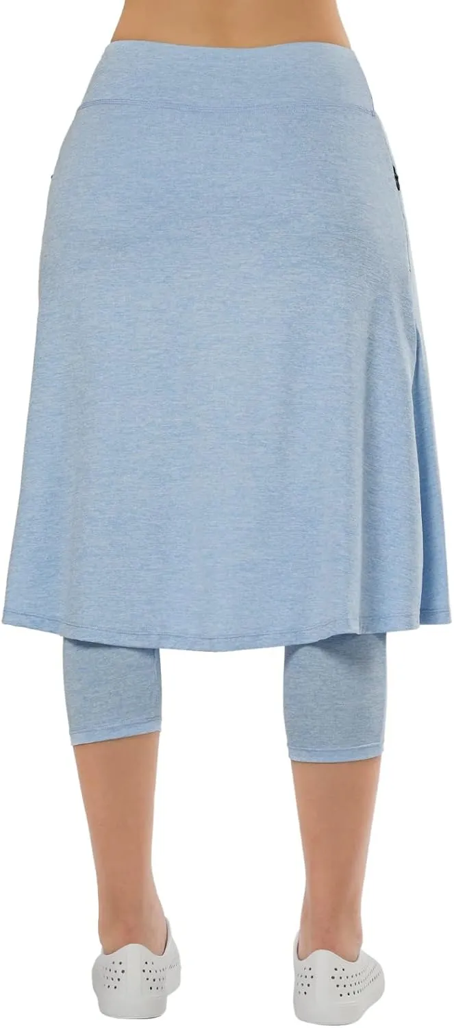 Women Athletic Knee Length Skirts with Leggings,Skorts Leggings&Skirted Capris Skorts for Women Yoga Pockets