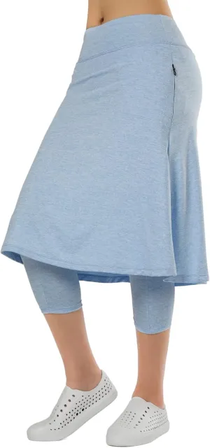 Women Athletic Knee Length Skirts with Leggings,Skorts Leggings&Skirted Capris Skorts for Women Yoga Pockets