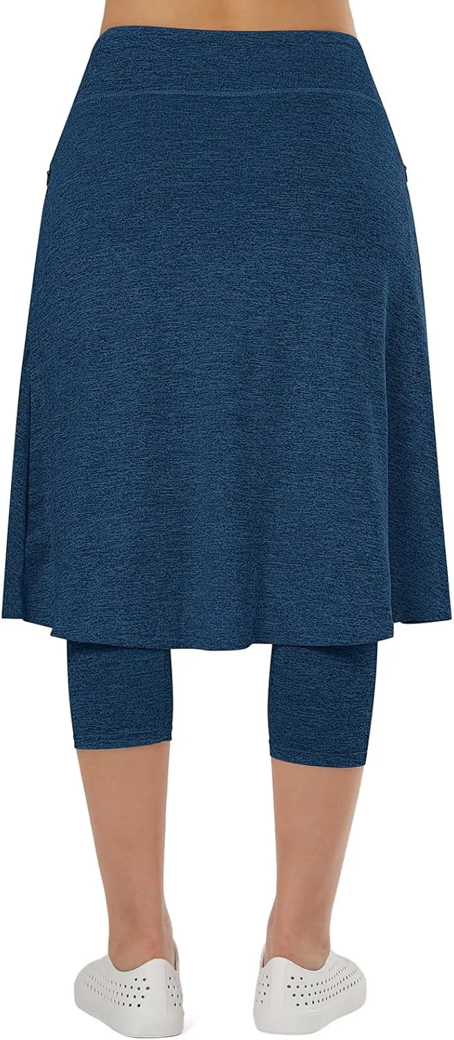 Women Athletic Knee Length Skirts with Leggings,Skorts Leggings&Skirted Capris Skorts for Women Yoga Pockets