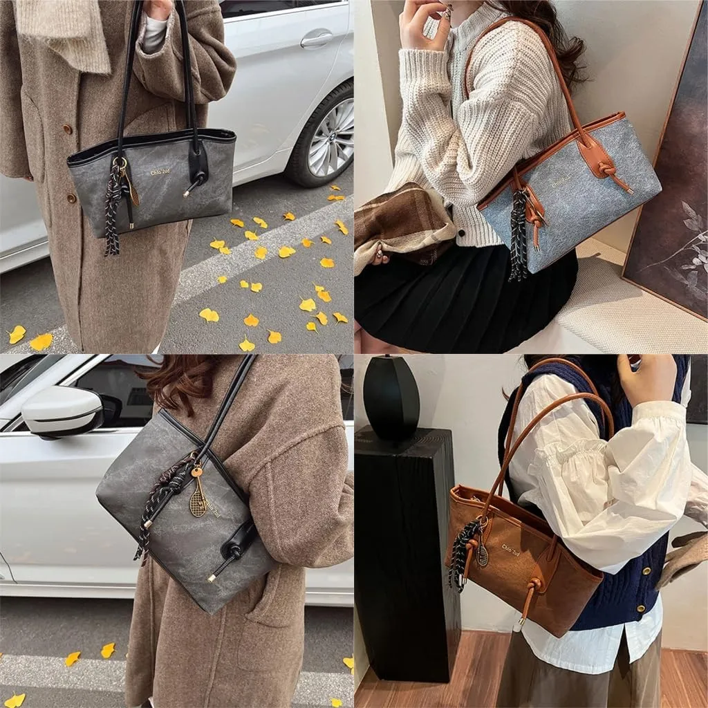 Women Shoulder Bag Retro Handbag All-matching Underarm Bag Large Capacity Armpit Bag Autumn Winter Commuting Bag